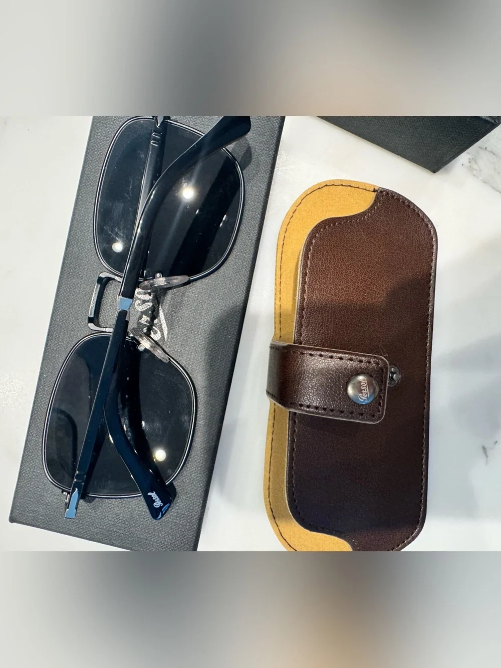 NIB Persol 2490S Black Metal Sunglasses